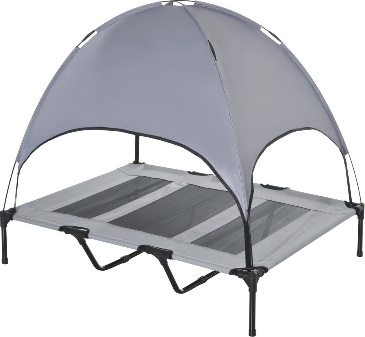 Honden Ligbed met zonnedak - Grote Hondenbed Stretcher met UV Canopy - Hondenstretcher met zonnetent - XXL - 110x68cm - Grijs