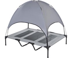 Paws & Claws - Hondenbed - Hondenstretcher - Honden ligbed - Met zonnetent - XXL - 122 x 92 cm - Grijs