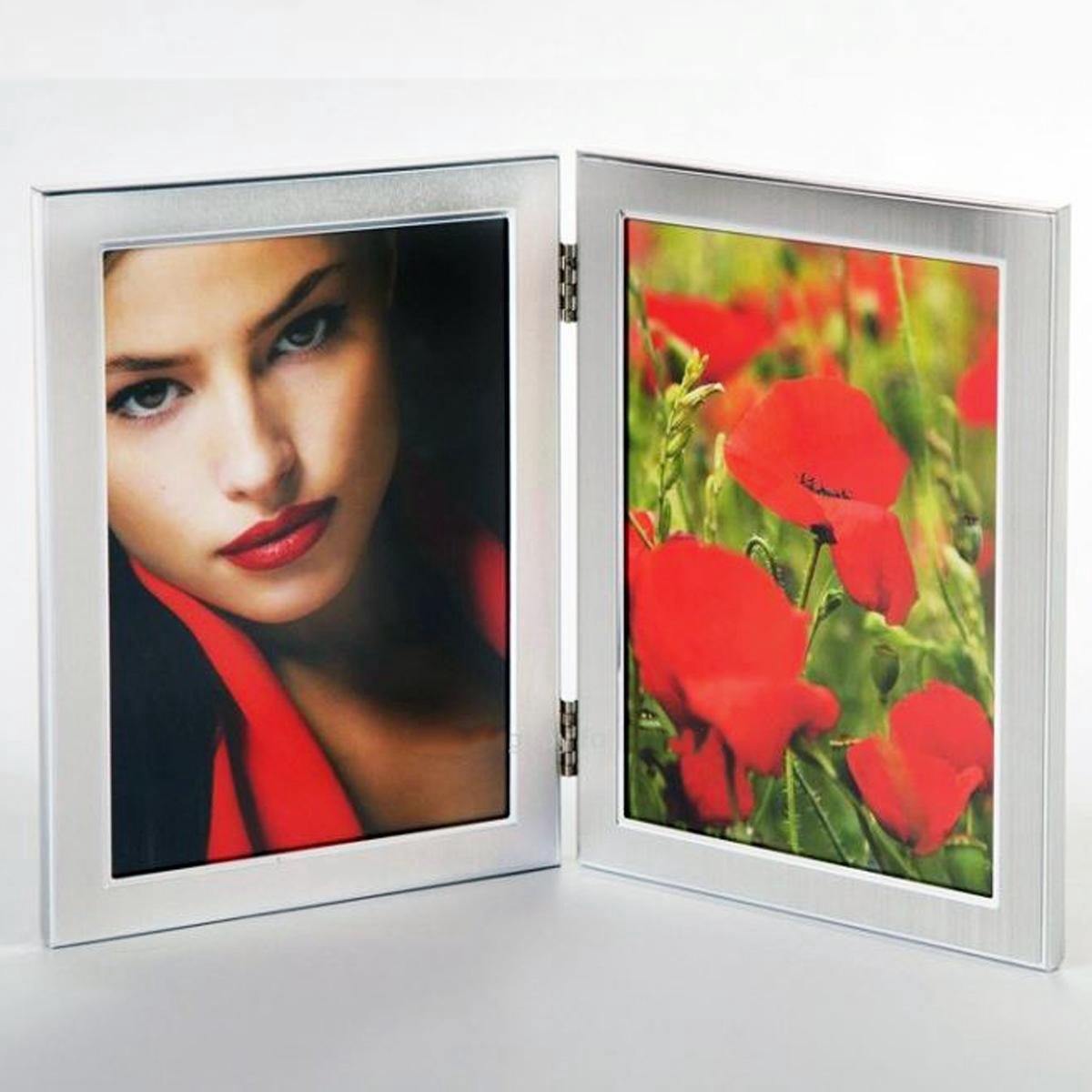 Aluminium Fotolijst 2luik Sania Mat Zilver 10X15 cm
