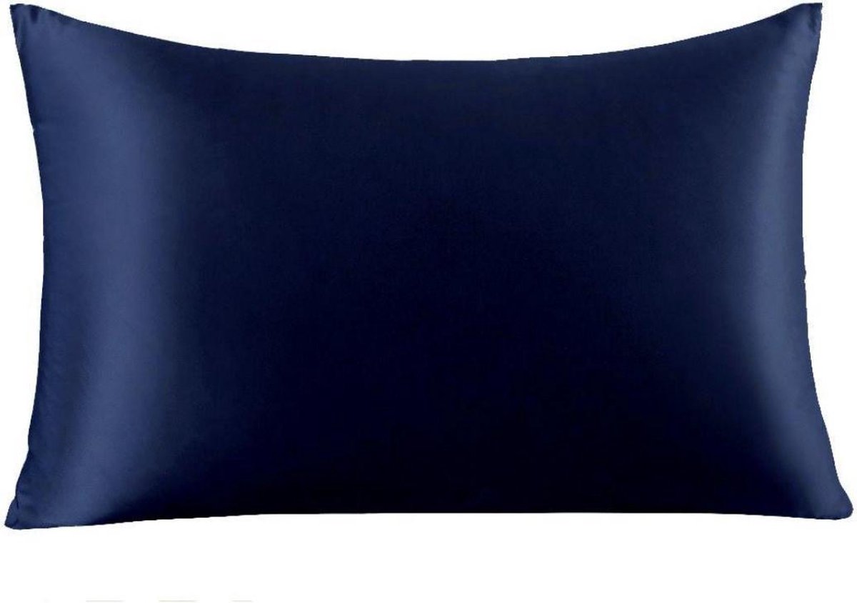 YOSMO - Zijden kussensloop - kleur donkerblauw - 66 cm x 51 cm - 100% Zijden - Moerbei