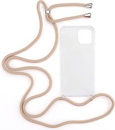 Shop4 - iPhone 12 mini Hoesje - Zachte Back Case met Koord Beige