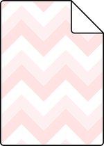 Proefstaal ESTAhome behang zigzag motief zacht roze en wit - 128857 - 26,5 x 21 cm