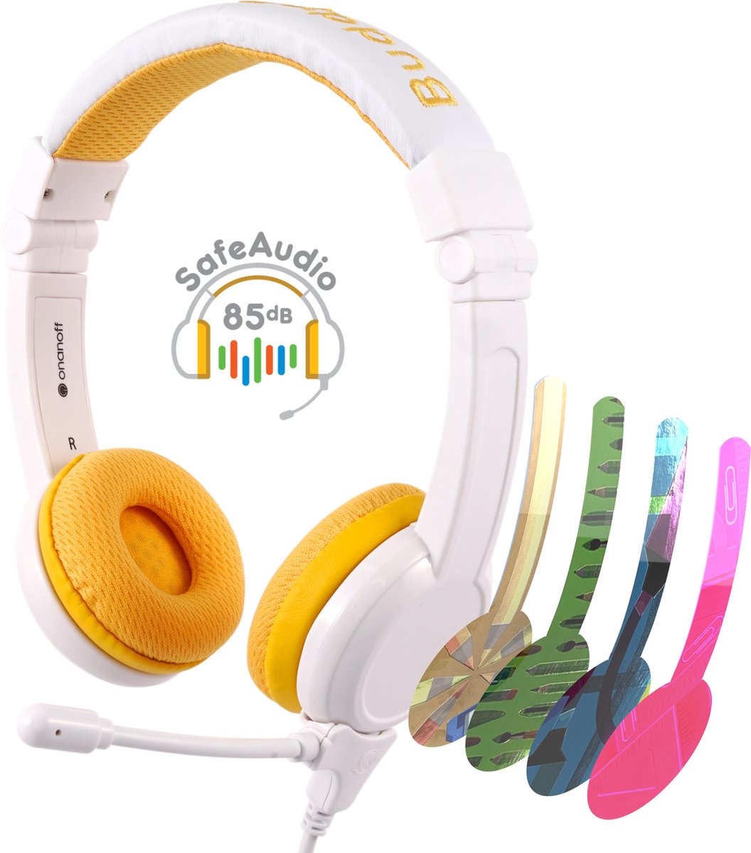BuddyPhones School+ koptelefoon geel - 85db - geluidsbescherming
