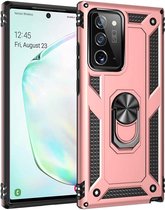Samsung Galaxy Note 20 Ultra Hoesje Roségoud - Anti-Shock Hybrid Armor met Kickstand Ring
