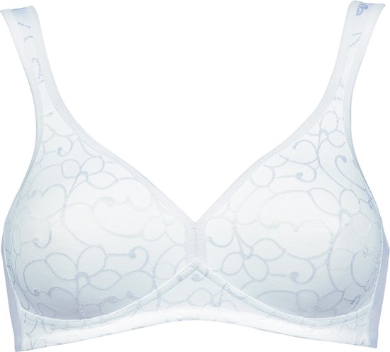 Witte Triumph Elegant Cotton N beha met bloemenpatroon en brede schouderbandjes.