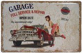 Wandbord – Full service & Repair – Autogarage – Monteur - Reparatie - Auto - Vintage - Retro -  Wanddecoratie – Reclame bord – Restaurant – Kroeg - Bar – Cafe - Horeca – Metal Sign