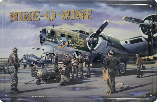 Wandbord – Nine O Nine - Navy Airplane – Oorlog – Straaljager – WW2 - Piloot - Vintage - Retro -  Wanddecoratie – Reclame bord – Restaurant – Kroeg - Bar – Cafe - Horeca – Metal Sign - 20x30cm