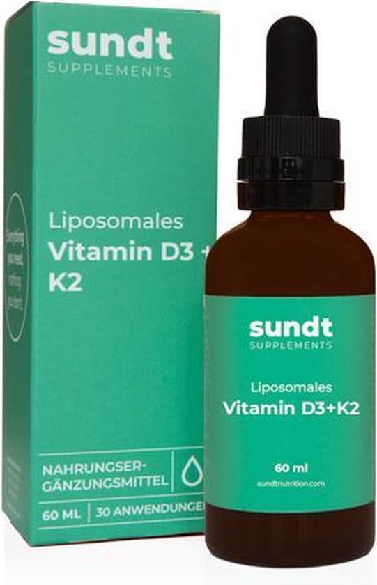 Vitamine D3 + K2 Supplement Liposomaal van Sundt© 60 ml - Gluten-vrij - Suikervrij - Geschikt voor onderhoud van jouw botten en spieren en gewrichten