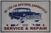 Wandbord – Service & Repair – Autogarage – Monteur - Vintage - Retro -  Wanddecoratie – Reclame bord – Restaurant – Kroeg - Bar – Cafe - Horeca – Metal Sign - 20x30cm