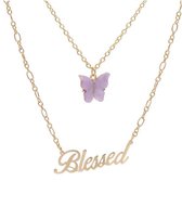 Ketting blessed + vlinder | goud gekleurd