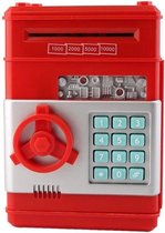 Kluis met Pincode - Speelgoed Kluis- Spaarpot Bank - Munten & Briefgeld - Automatisch Briefgeld Inname Roller- Rood