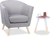 relaxdays cocktailstoel retro - grijs - Scandinavisch design - fauteuil - leunstoel zetel