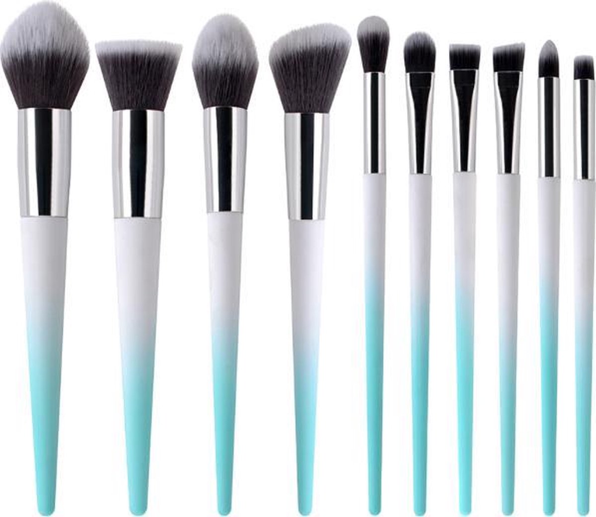 Make-up kwasten set blauw wit 10-delig