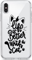 Apple Iphone XS Max transparant siliconen hoesje - Life is better with a cat