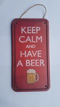 Houten tekstbord " Keep calm and have a beer"