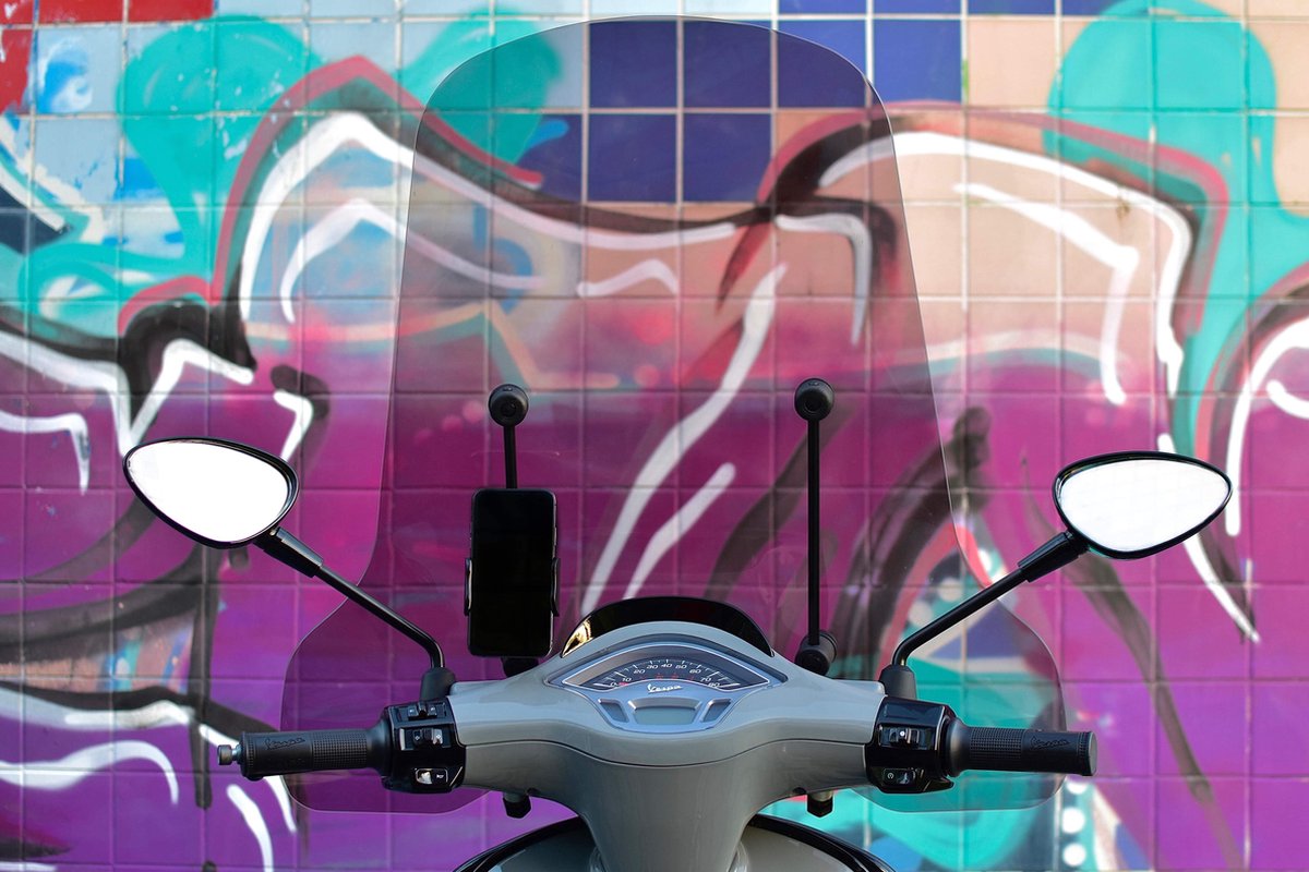 Telefoonhouder voor Scooter - Motor - MANOS LIBRES - MODEL S - Windscherm Bevestiging - Universeel - Zwart - Piaggio - Vespa - Zip – foto 8