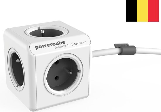 PowerCube Extended stekkerdoos - 1.5 meter kabel Wit/Grijs - 4 stopcontacten - Type... | bol.com