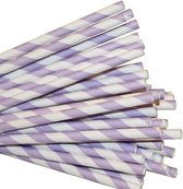 Papieren rietjes lila gestreept - 50 stuks - duurzaam, 100% composteerbaar