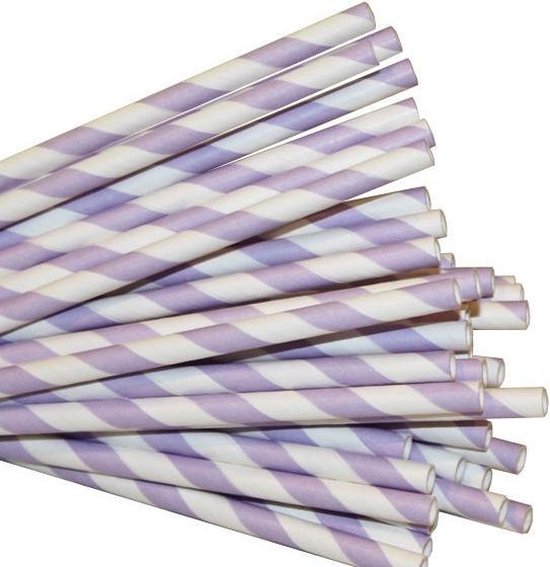 Papieren rechte rietjes gestreept 0,6cm 20cm (250 stuks