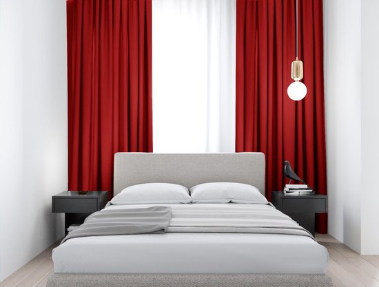 Home of Curtains - ELSA - Rideau - Avec bande plissée - Occultant - 150x250 cm - Rouge - 1 pièce