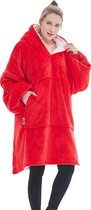 JAXY Hoodie Deken - Snuggie - Snuggle Hoodie - Fleece Deken Met Mouwen - 1450 gram - Red