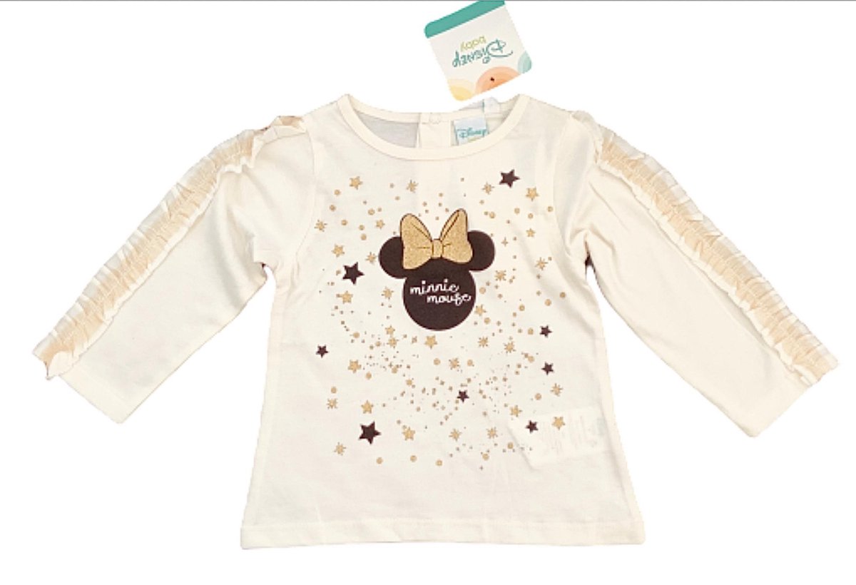 Disney Minnie Mouse shirt - lange mouw - creme/goud - maat 80 (18 maanden)