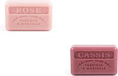 Soap bar set - zeep savon de marseille Casis + Rose 2x125 gr.