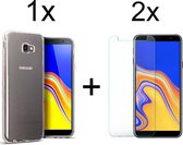 Samsung J4 Plus 2018 Hoesje - Samsung Galaxy J4 plus 2018 hoesje siliconen case transparant cover - 2x Samsung J4 Plus 2018 Screenprotector