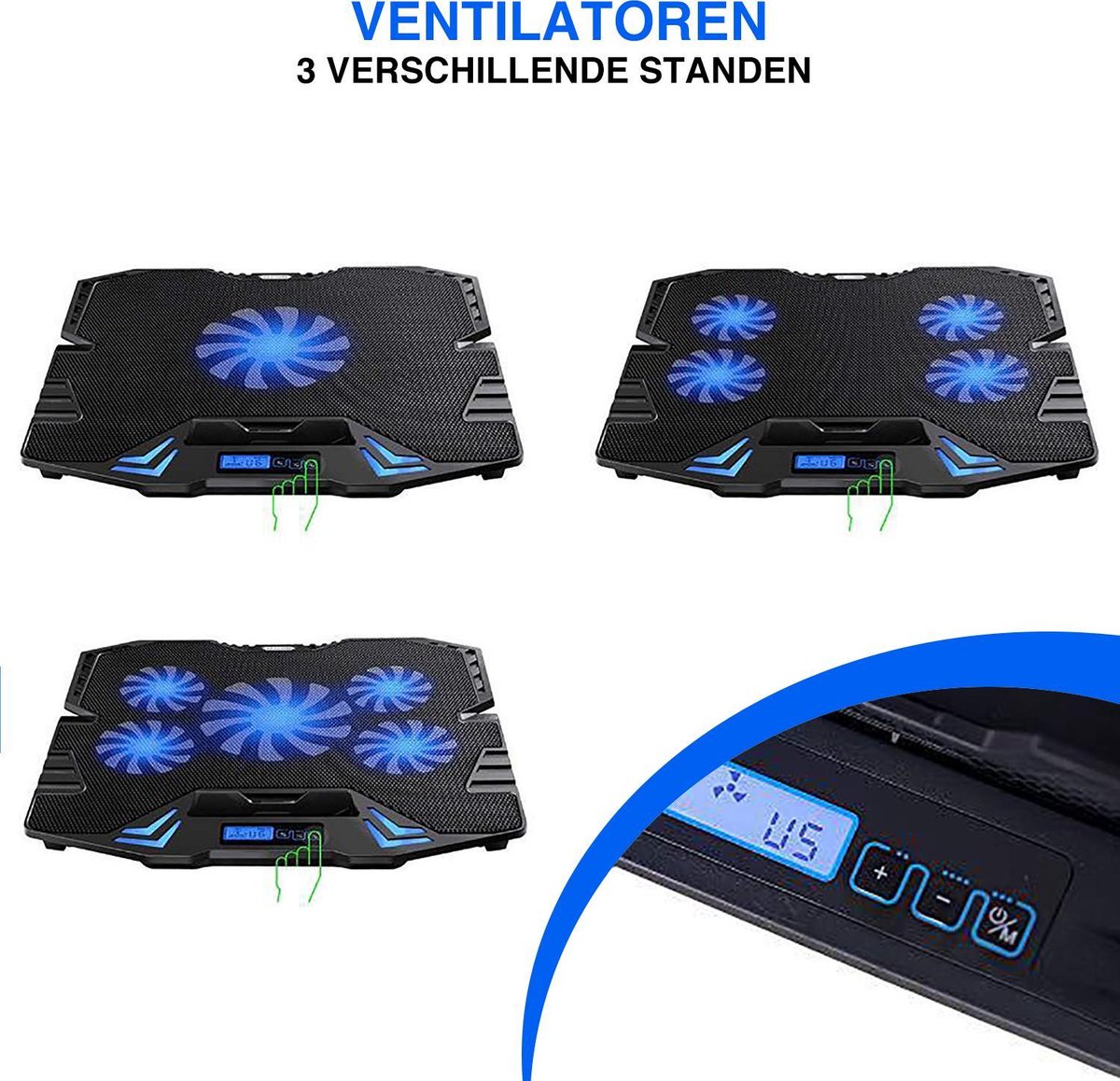 Laptop Koeler, 17 Inch, RGB, Ergonomische Laptophouder, 13 Ventilatoren Inbegrepen 2035235842 Laptop Koeler, 17 Inch, RGB, Ergonomische Laptophouder, 13 Ventilatoren Inbegrepen 2035235842