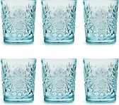 Libbey Verre à boire Hobstar Sky Blue - 355 ml / 35,5 cl - 6 pièces - Design vintage - Va au lave-vaisselle - Haute qualité