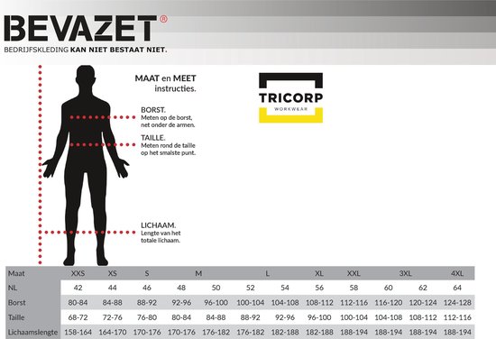 Veste de travail Tricorp - 402003 - Noir - Taille 3Xl