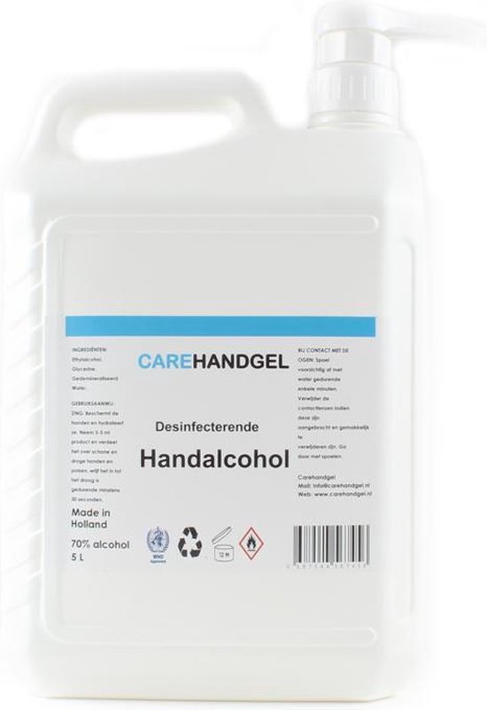 Handalcohol 70% Desinfectie Alcohol - 5 Liter Handalcohol - Geschikt voor  Dispensers -... | bol.com