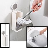 Porte-brosse suspendue - Brosse pour toilettes à aspiration - Porte-brosse de toilette pour mur - brosse pour toilettes hygiéniques attenante - toilette - Toilettes / brosse de toilette et porte - blanc / gris - Decopatent®