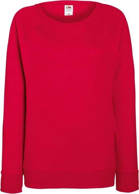Fruit OF The Loom Dames Getailleerd lichtgewicht raglan sweatshirt (240  GSM) (Rood) | bol