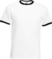 Fruit Of The Loom Heren Ringer T-shirt met korte mouwen S (Wit/Zwart)