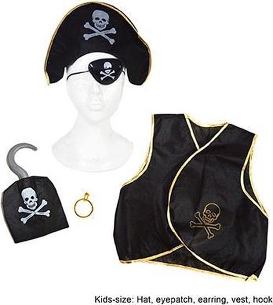 Verkleed set Piraat - Piraten vest kind met attributen piraat