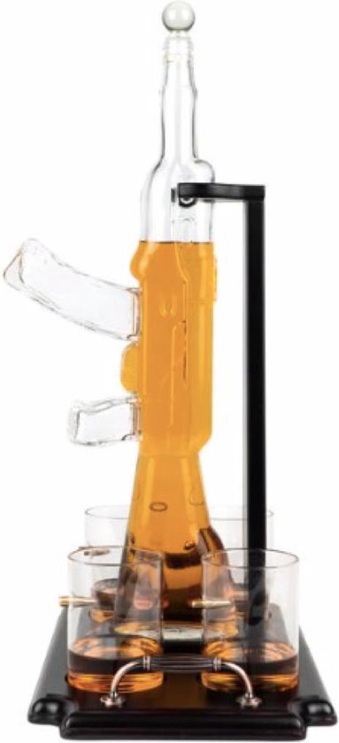 AK-47 Whiskykaraf Met 2 Whiskyglazen Set - Voor Likeur, Whisky, Bourbon Wodka, Whisky, Rum, Tequila