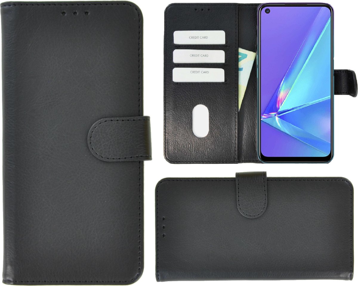 Geschikt voor Oppo A92 Hoesje - Oppo A92 Bookcase Wallet Zwart Cover