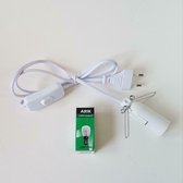 Stekkerlampje en kabel voor Zoutlamp - Verlichting - E14 fitting + snoer + lampje - Incl. Aan/Uit Schakelaar