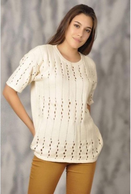 La Pèra Ecru Trui / T-Shirt met driekwart mouw 100% Katoen Dames - Maat S -  XL | bol.com