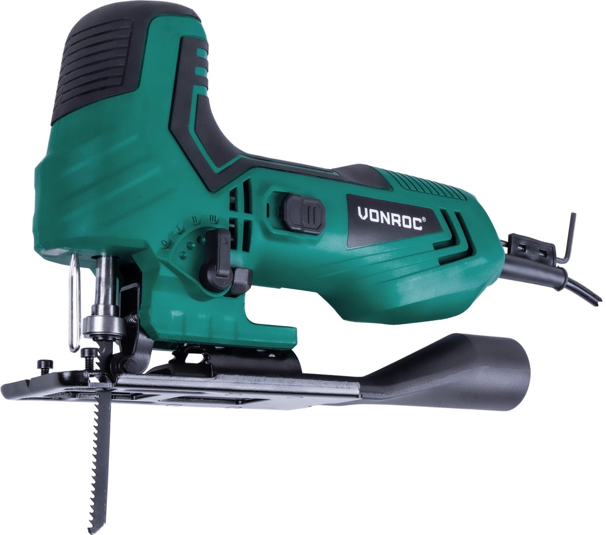 VONROC Decoupeerzaag 550W – Ergonomische T handgreep – 4 pendelstanden – Incl. 5 zaagbladen – foto 2