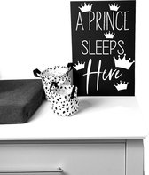 Tekstbord a prince sleeps here-babykamer-kinderkamer-leuk wandbord-kraamcadeau baby jongen-60x40 cm lxb