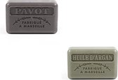 Soap bar set - zeep savon de marseille  Pavot (opium) + Huile d'argan 2x125 gr.