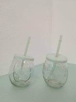 Drinkbekers met deksel en rietjes - 2 stuks