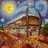 Schilderij Philips Stadion - Als Van Gogh | PSV Stadion | Eindhoven | Hoogwaardig canvas | Houten frame | 60 x 60 cm | Erika Stanley Art For All |