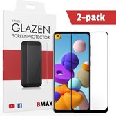 2-pack BMAX geschikt voor de Glazen Screenprotector Samsung Galaxy A21s Full Cover Glas / Met volledige dekking / Beschermglas / Tempered Glass / Glasplaatje