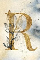 Monogram Notebook R: 6 x 9 Gold Initial Diary for Women