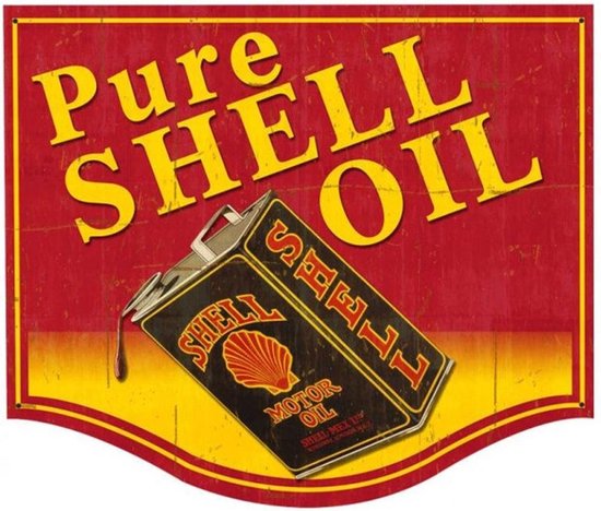 Plaque en métal de calibre lourd rétro Pure Shell Oil 48 x 40,5 cm