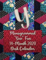 Y: Monogrammed ''Sew'' Fun 14-Month 2020 Desk Calendar