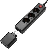 Allteq - Stekkerdoos met schakelaar en USB - 3-voudig - Zwart - 1.5 meter